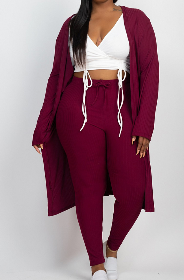 Plus Size Cardigan Set