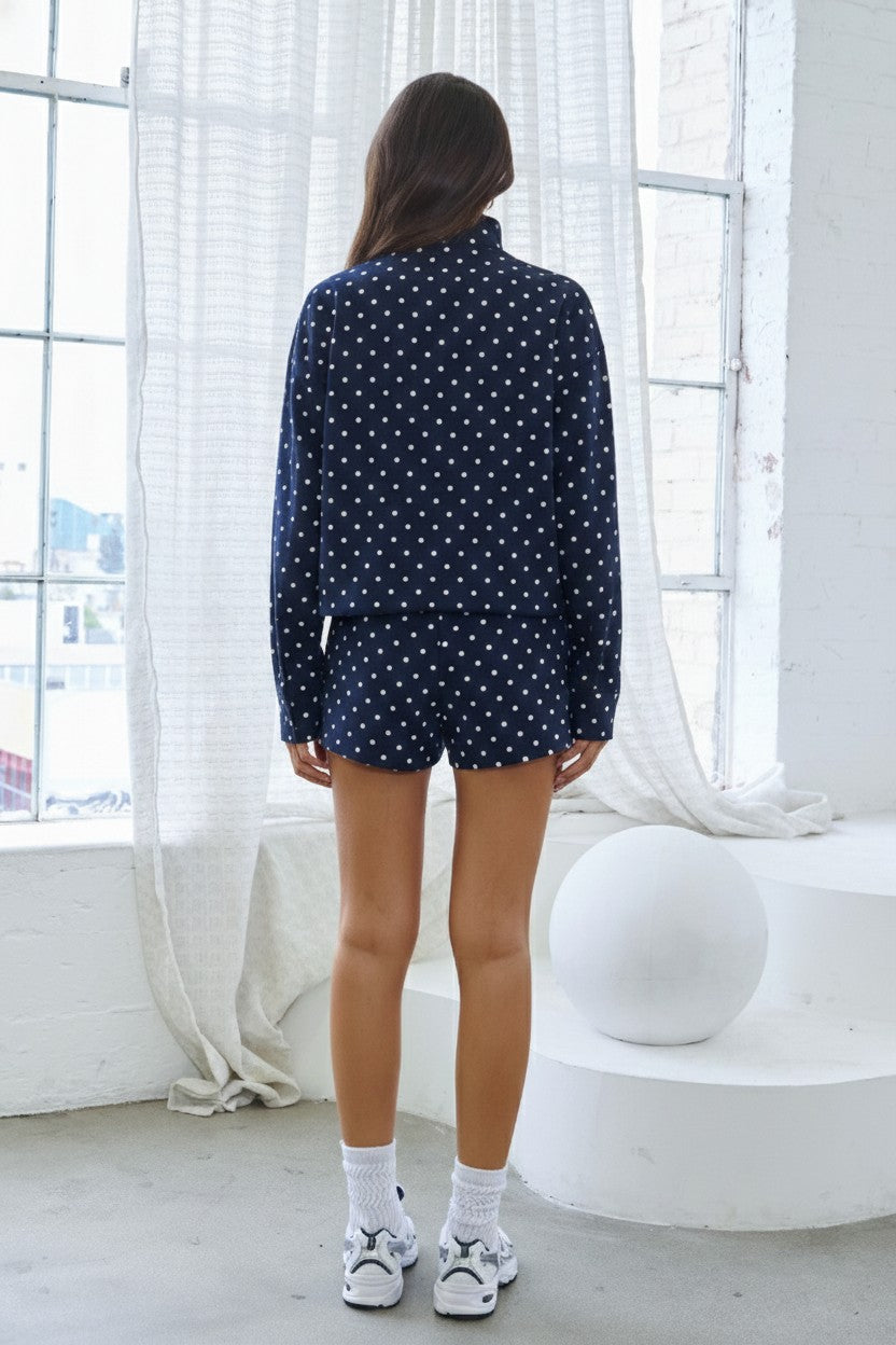 Spot On Zip up Jacket + Shorts - Navy