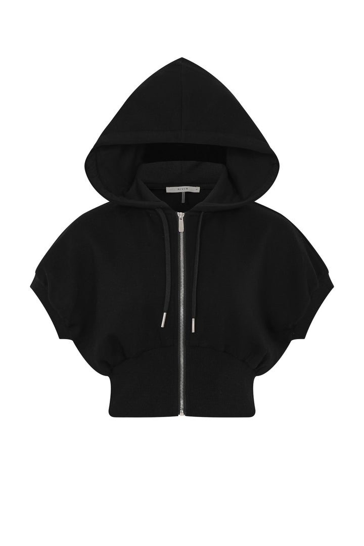 Calmour Short Sleeve Zip Hooded - Black