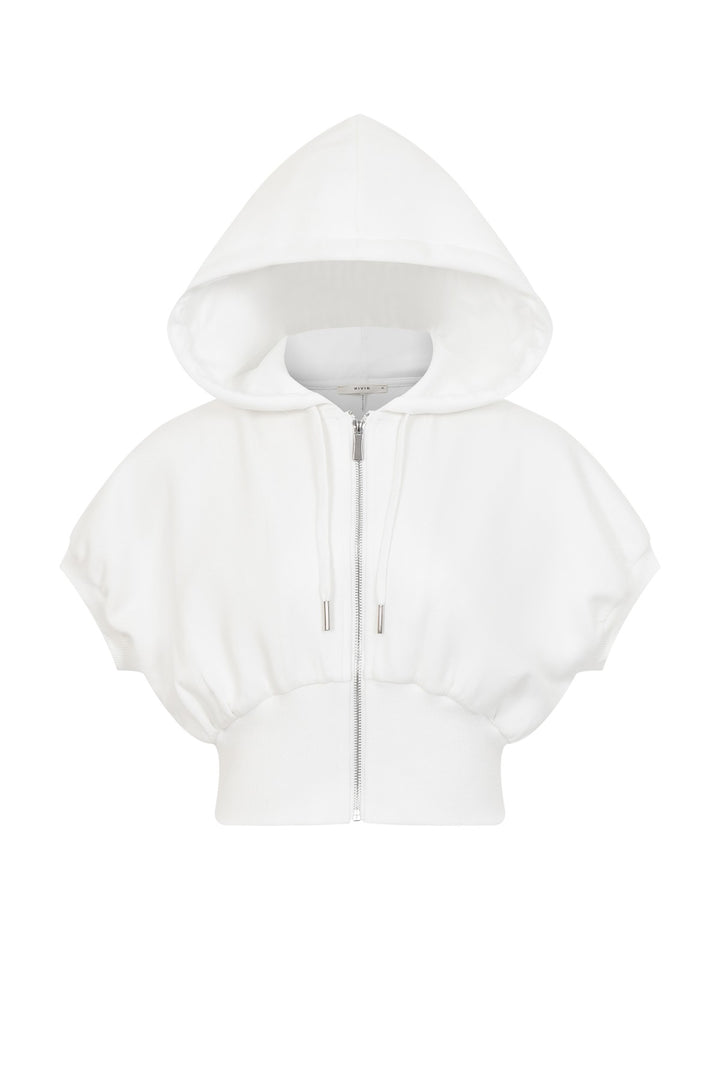 Calmour Short Sleeve Zip Hooded - White
