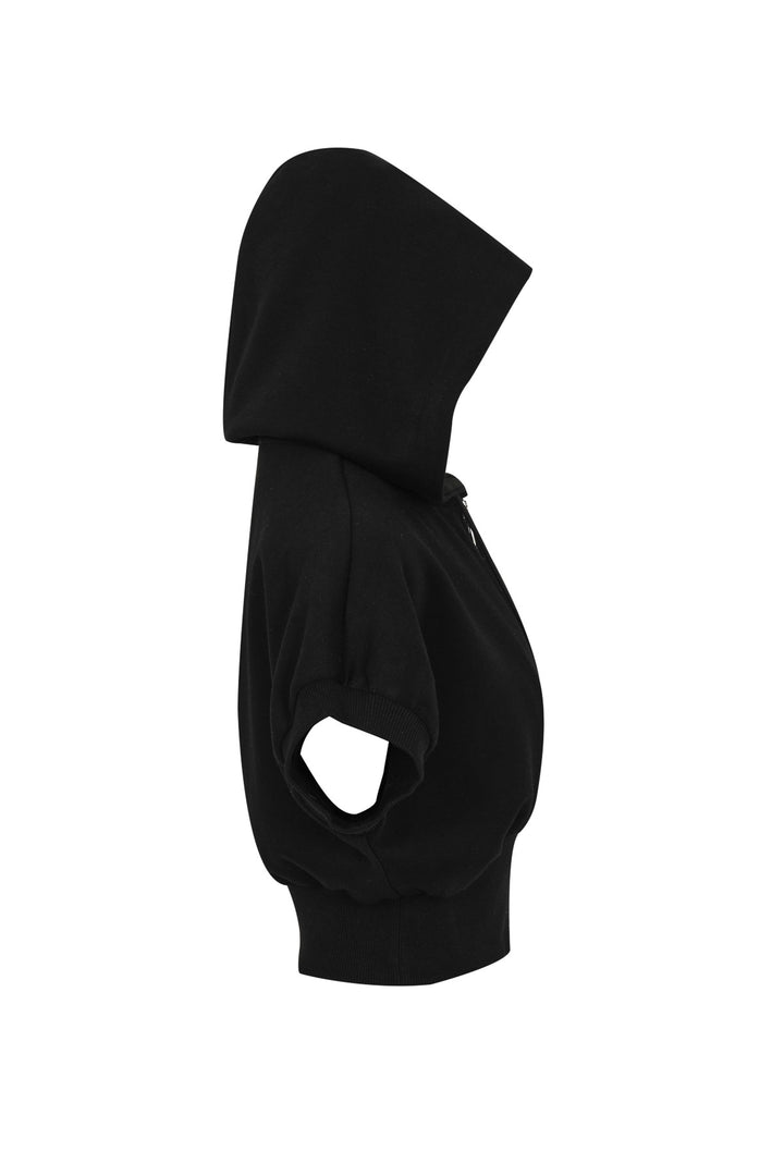 Calmour Short Sleeve Zip Hooded - Black