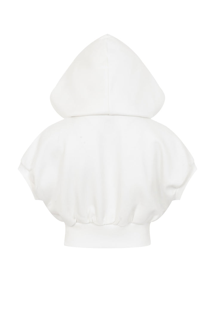 Calmour Short Sleeve Zip Hooded - White