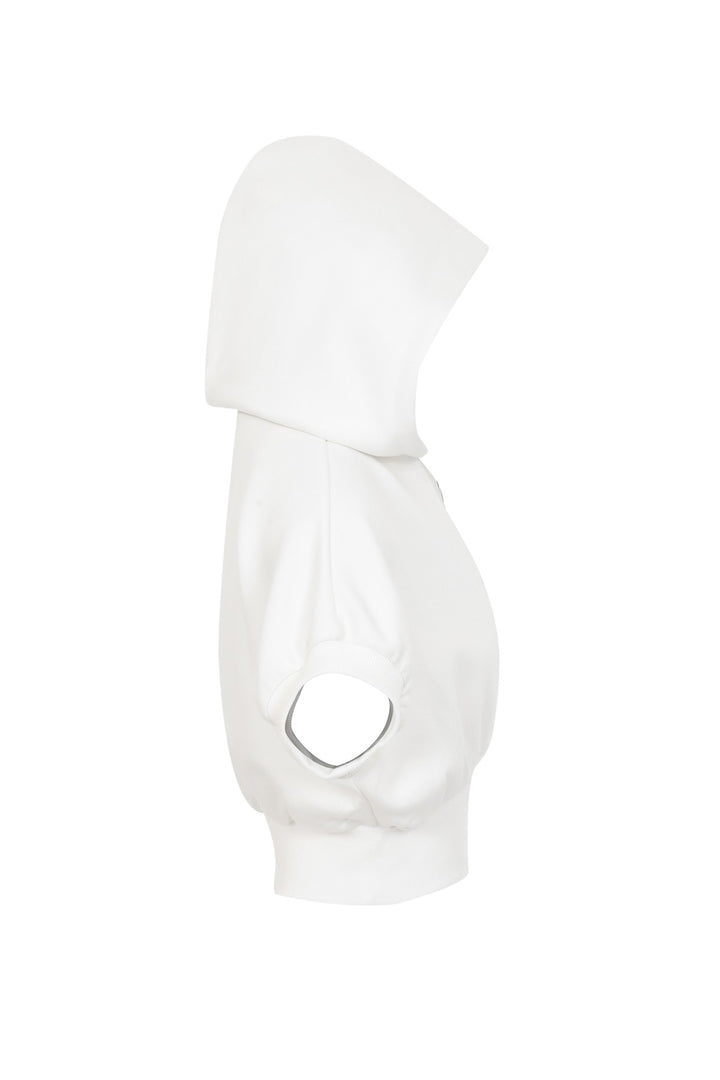 Calmour Short Sleeve Zip Hooded - White