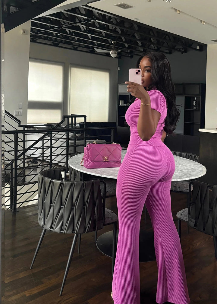 Pink Spie Textured Pant Set