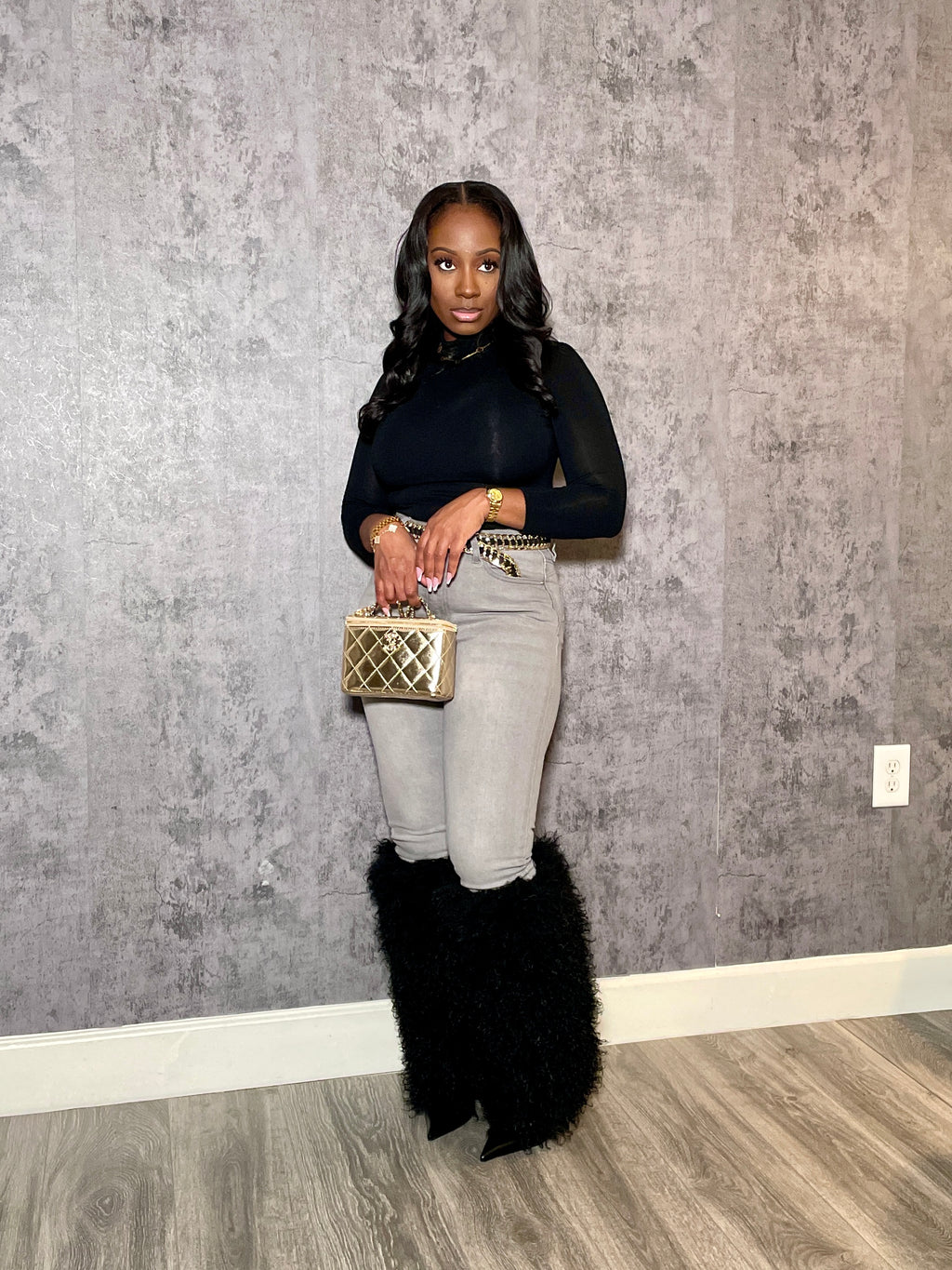 Restock - Pre-Sale - Jubilee Faux Mongolian Fur Boots Black