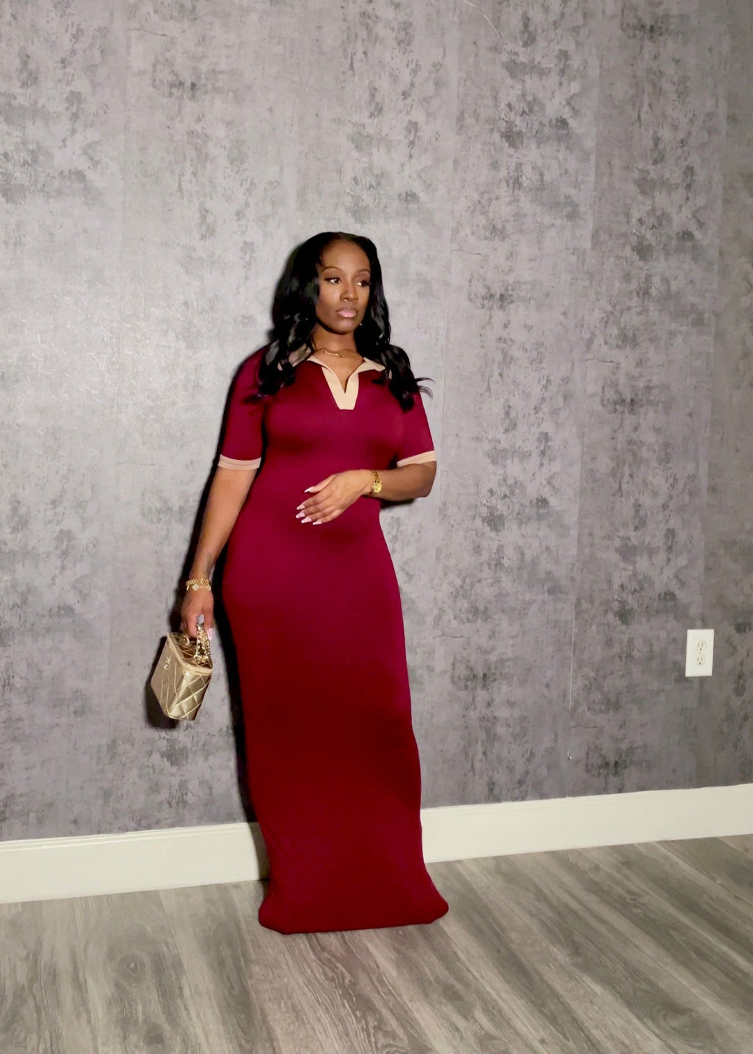 Serenity Bodycon Dress Wine (Tall Girl Friendly)