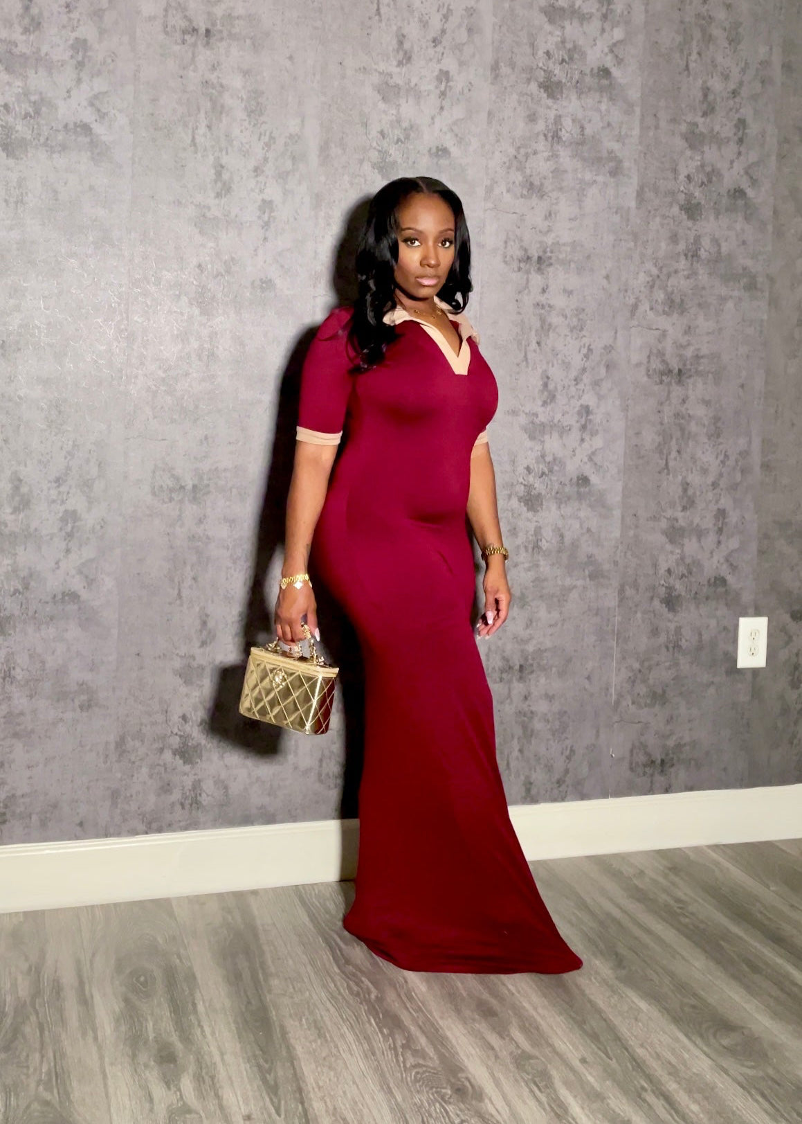Serenity Bodycon Dress Wine (Tall Girl Friendly)