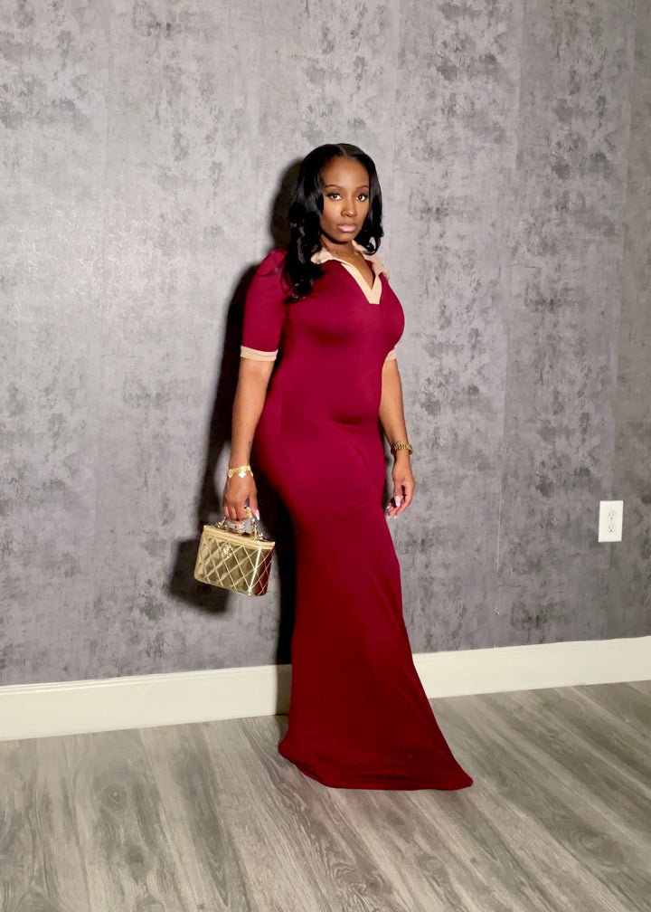Serenity Bodycon Dress Wine (Tall Girl Friendly)