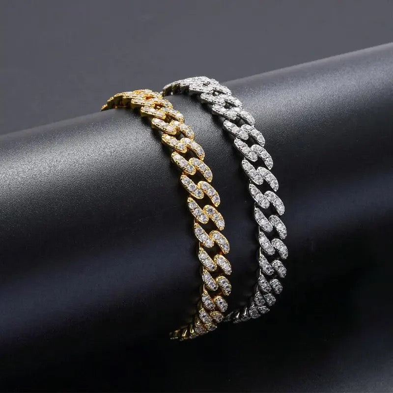Gold 9mm Cuban Link Bling Anklet