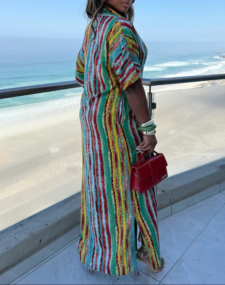 Sunset Stripes Maxi Shirt Dress [ETA Ship 5/30]