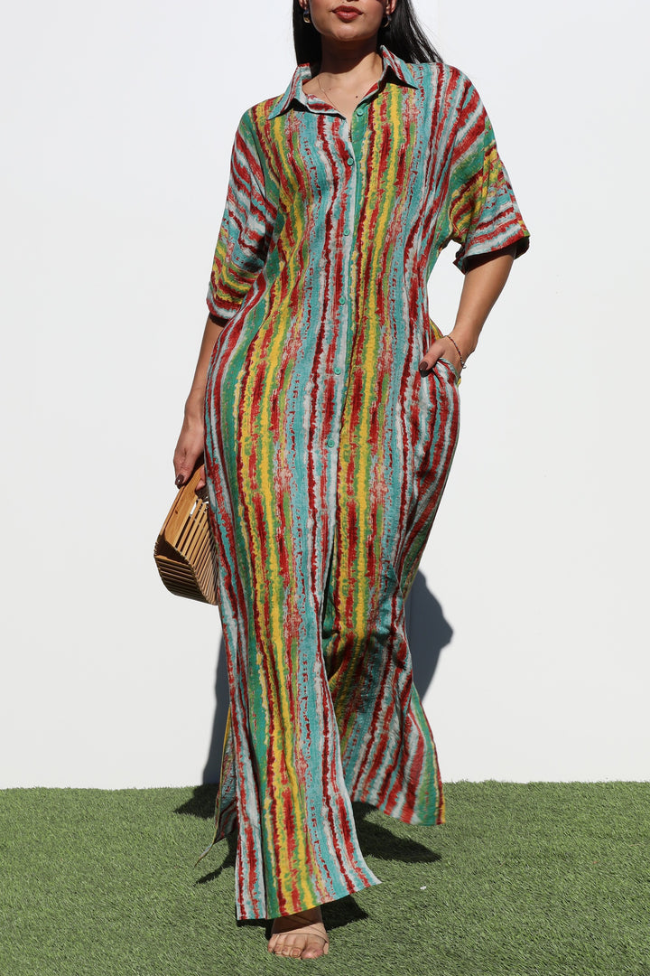 Sunset Stripes Maxi Shirt Dress [ETA Ship 5/30]