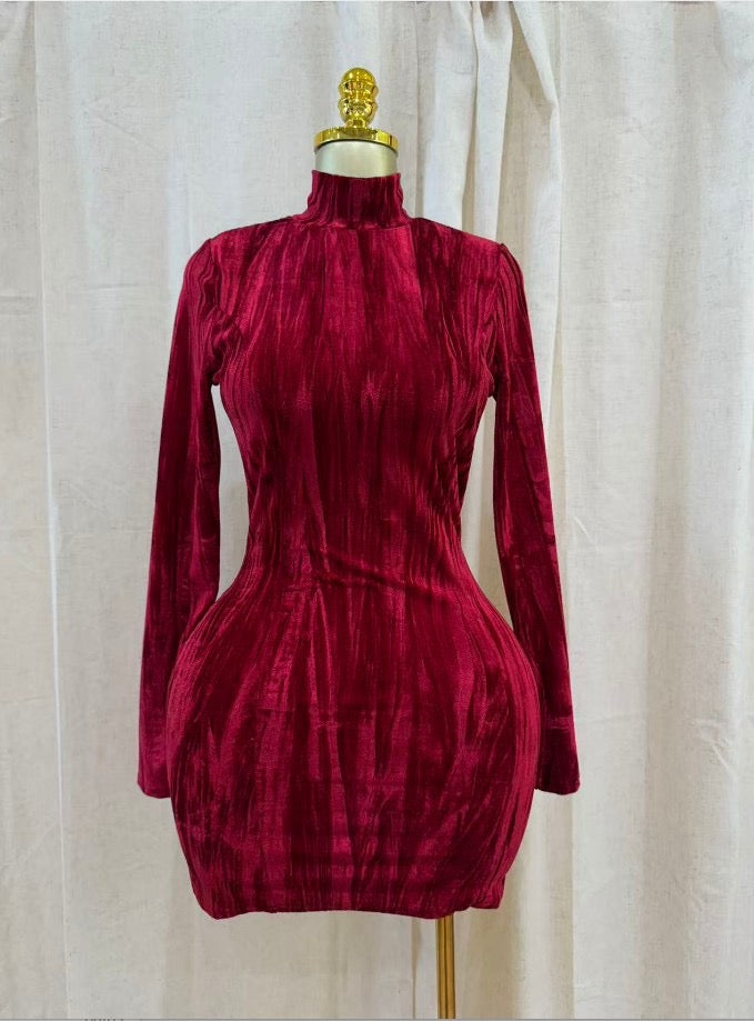 VELVET CRIMSON LUXE MINI DRESS