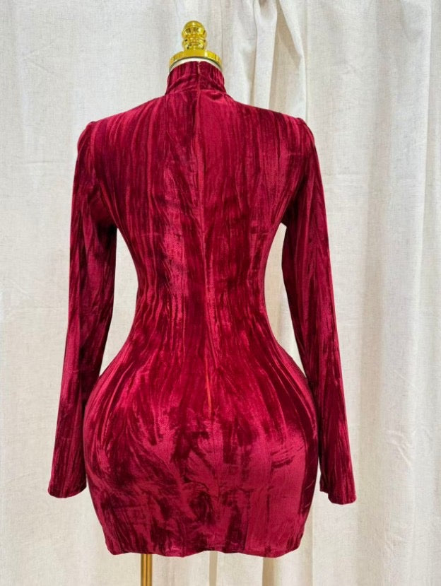 VELVET CRIMSON LUXE MINI DRESS