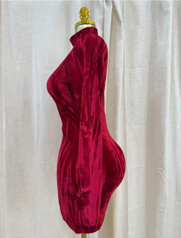 VELVET CRIMSON LUXE MINI DRESS