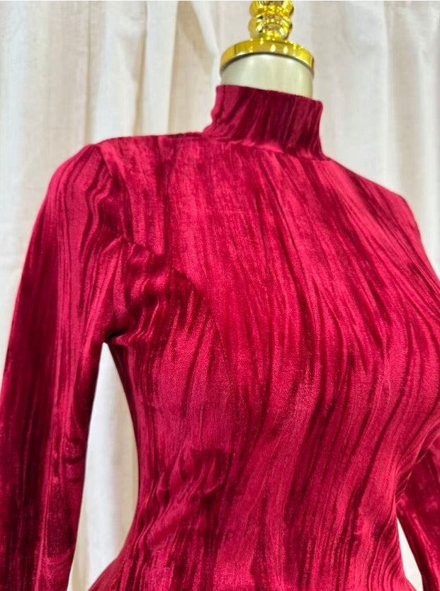 VELVET CRIMSON LUXE MINI DRESS