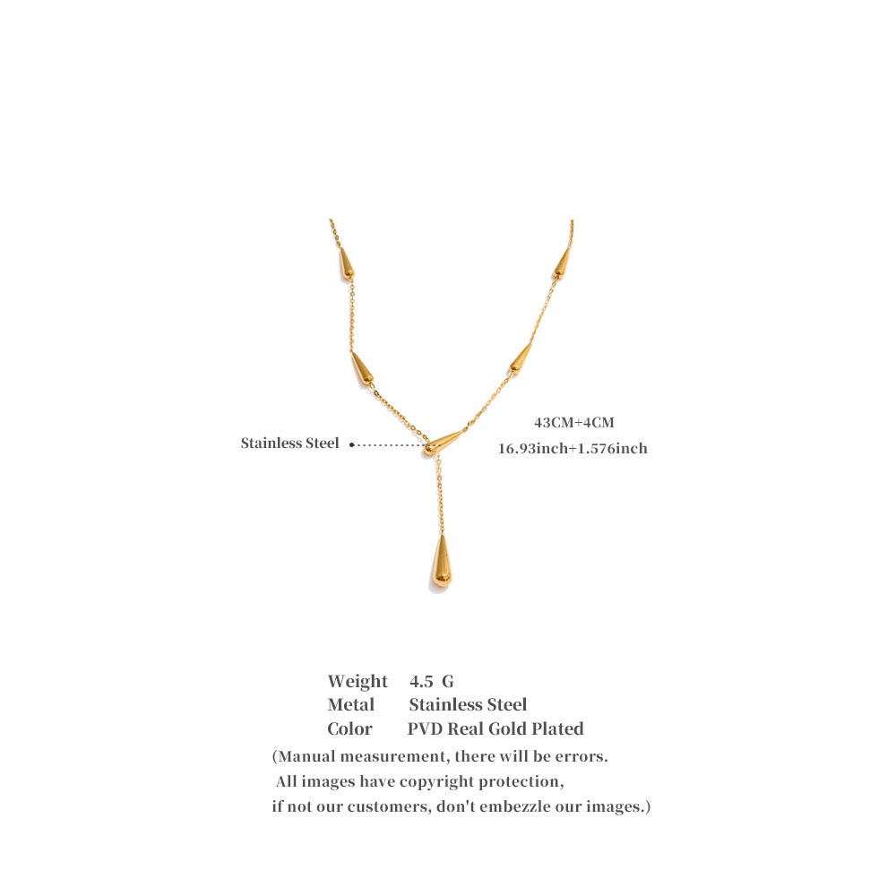 Teardrop 18K Gold Stainless Steel Necklace