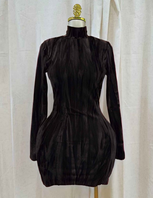 VELVET OBSIDIAN LUXE MINI DRESS