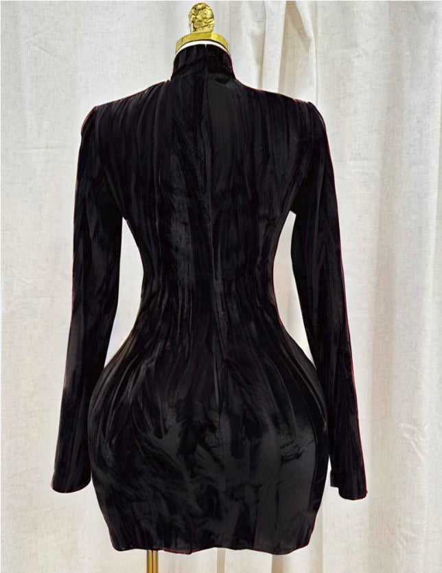 VELVET OBSIDIAN LUXE MINI DRESS