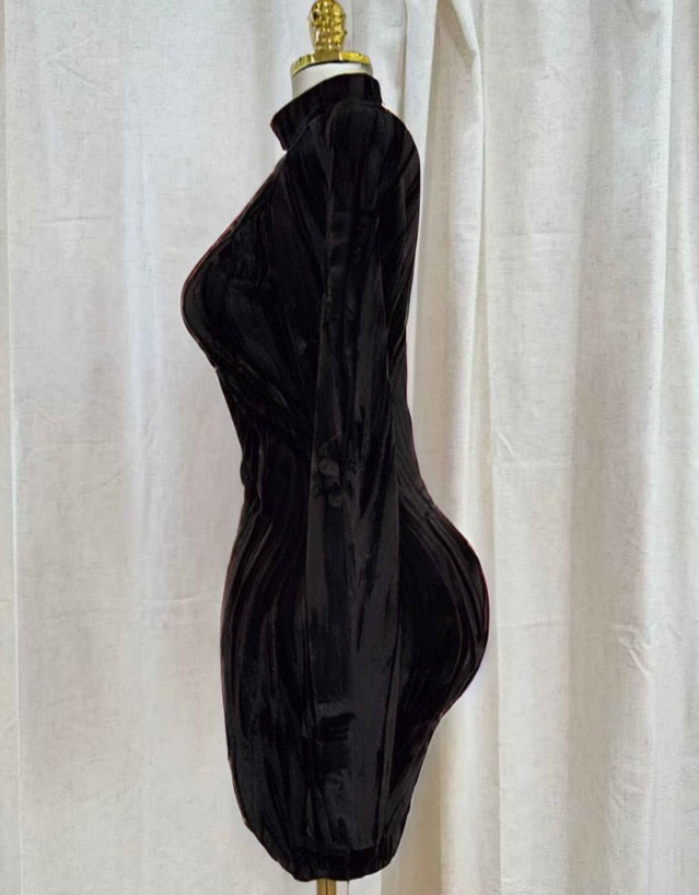 VELVET OBSIDIAN LUXE MINI DRESS