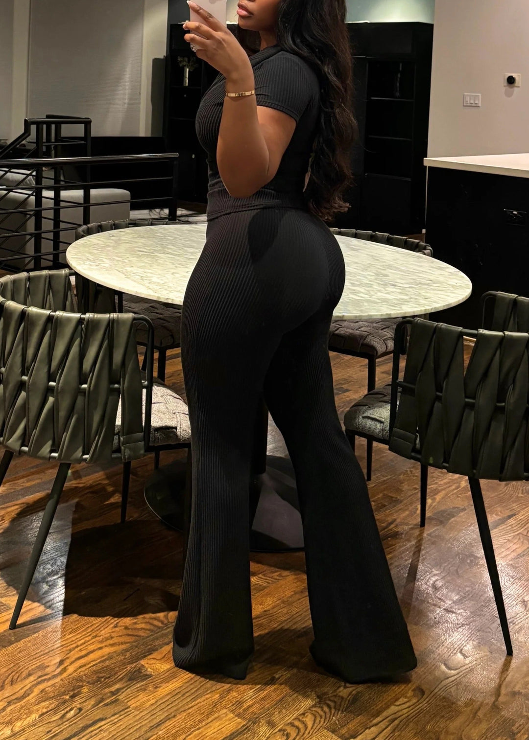 Black Spie Textured Pant Set