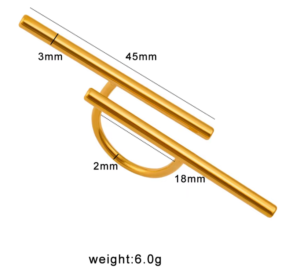 Vertical Bars 18K Gold Stainless Steal Ring