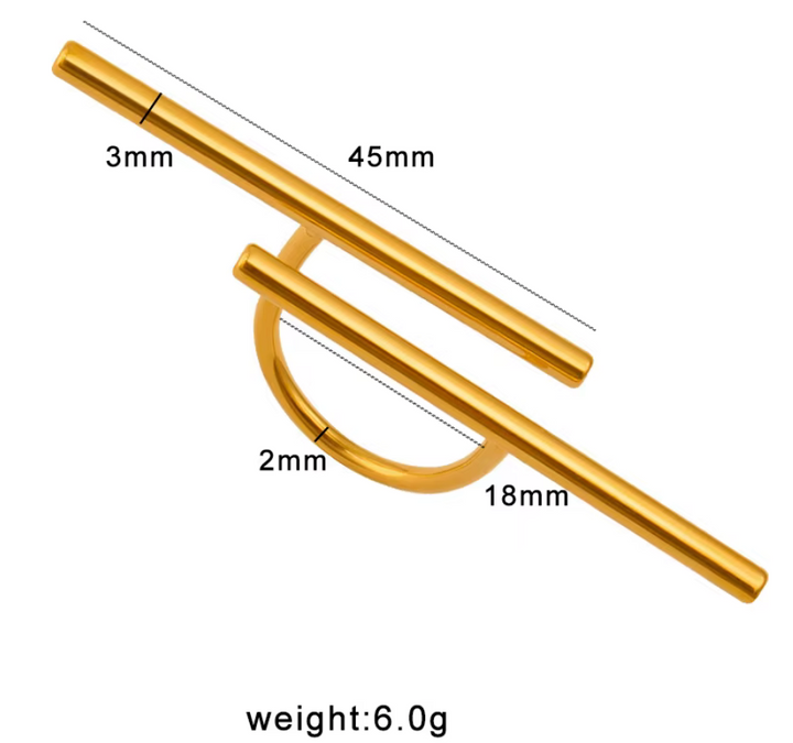 Vertical Bars 18K Gold Stainless Steal Ring