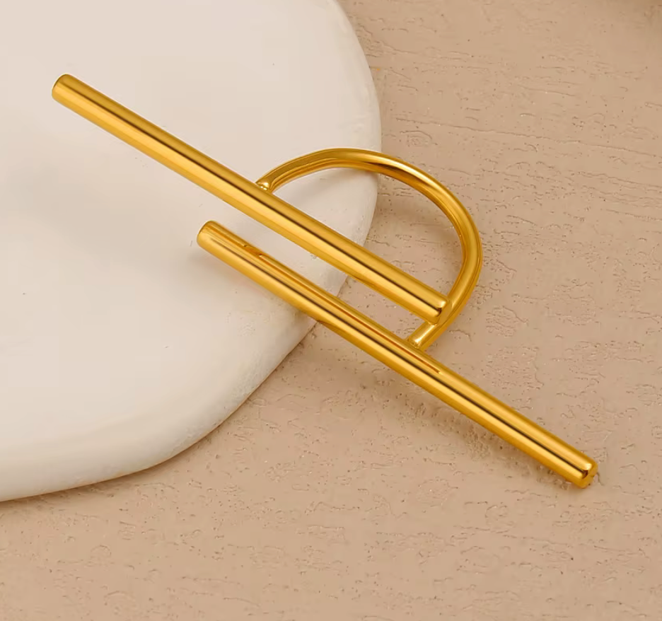 Vertical Bars 18K Gold Stainless Steal Ring
