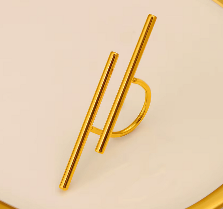 Vertical Bars 18K Gold Stainless Steal Ring