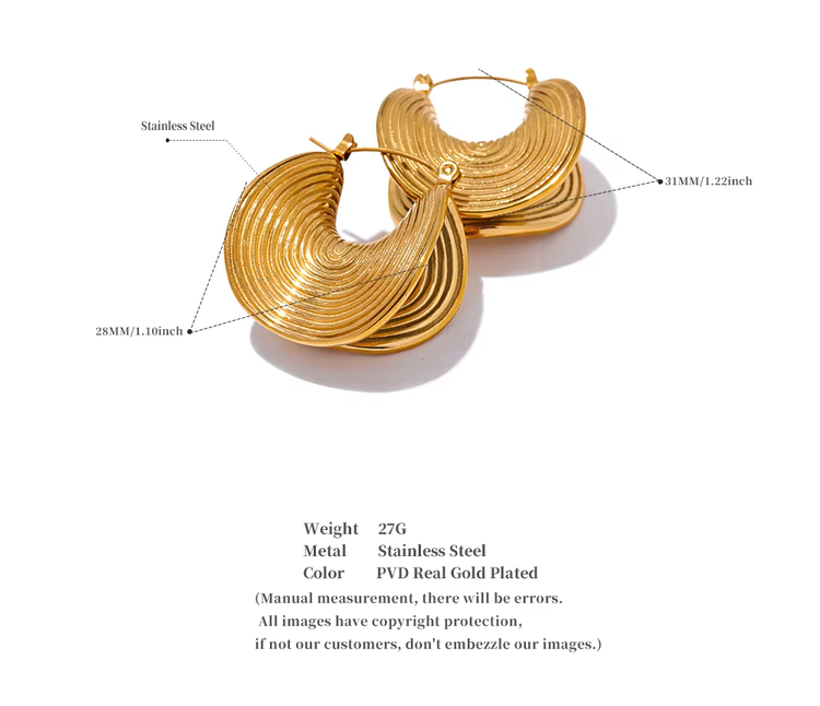 Geometri 18k Gold Stainless Steel Earring