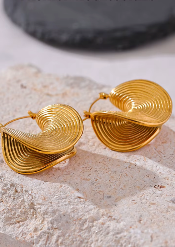 Geometri 18k Gold Stainless Steel Earring