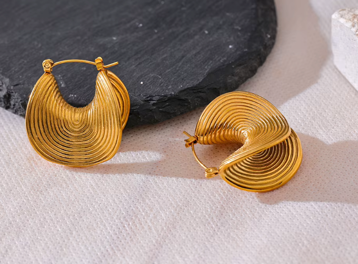 Geometri 18k Gold Stainless Steel Earring