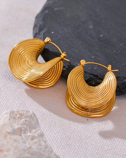 Geometri 18k Gold Stainless Steel Earring