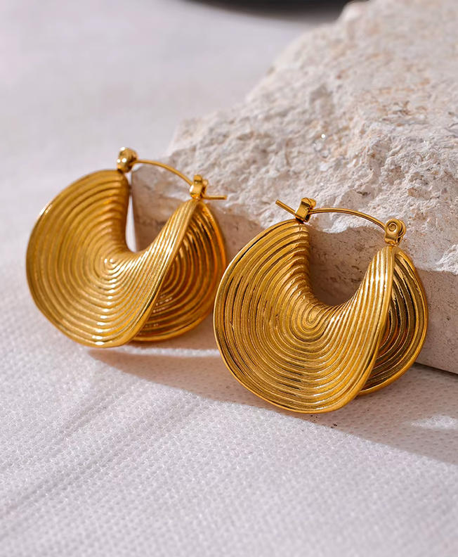 Geometri 18k Gold Stainless Steel Earring