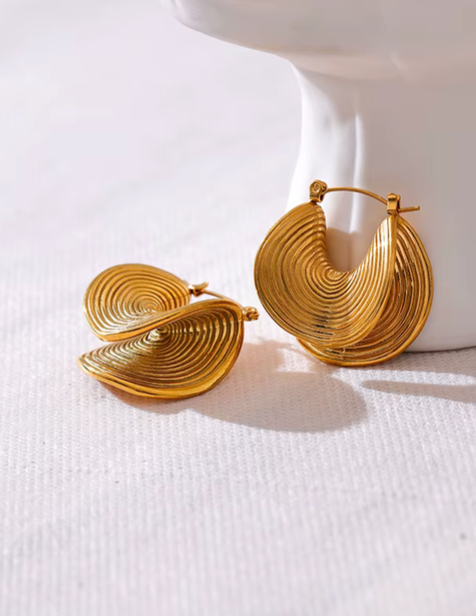 Geometri 18k Gold Stainless Steel Earring