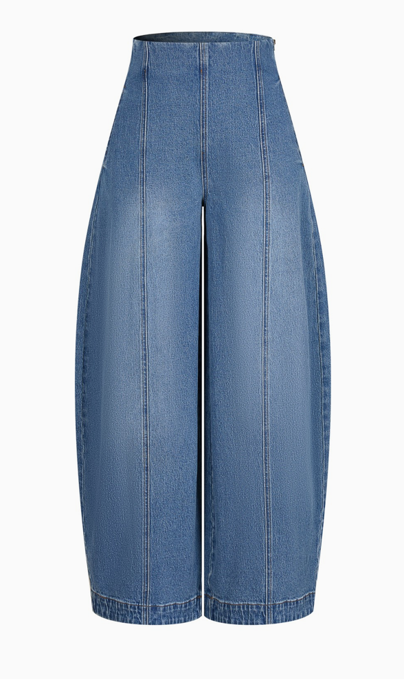 Denim Barrel Pants High waist