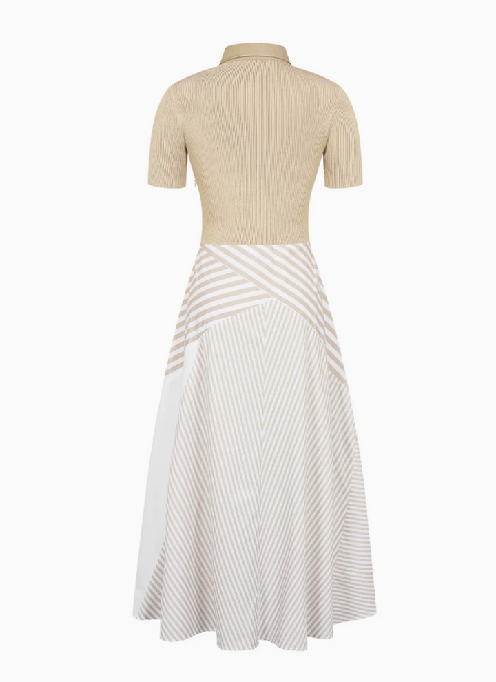 Melrose Short Sleeve Midi Dress - Beige