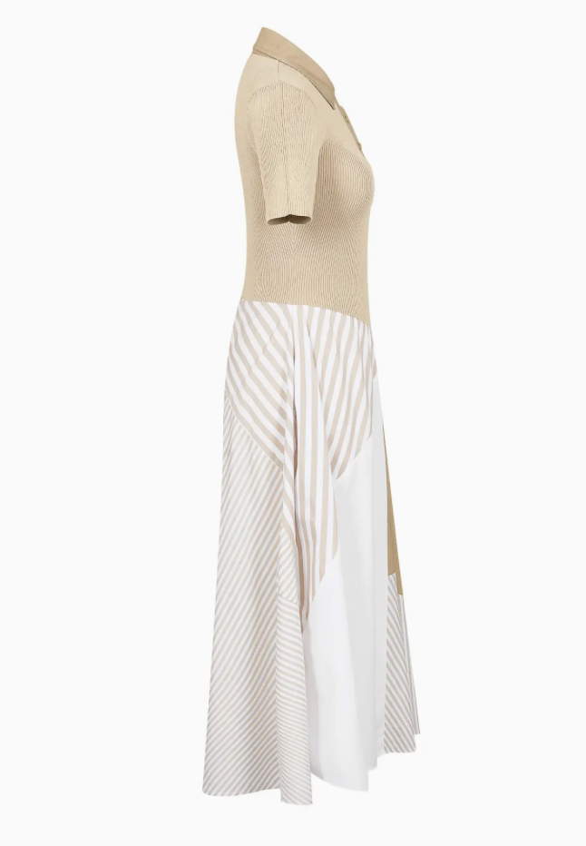 Melrose Short Sleeve Midi Dress - Beige