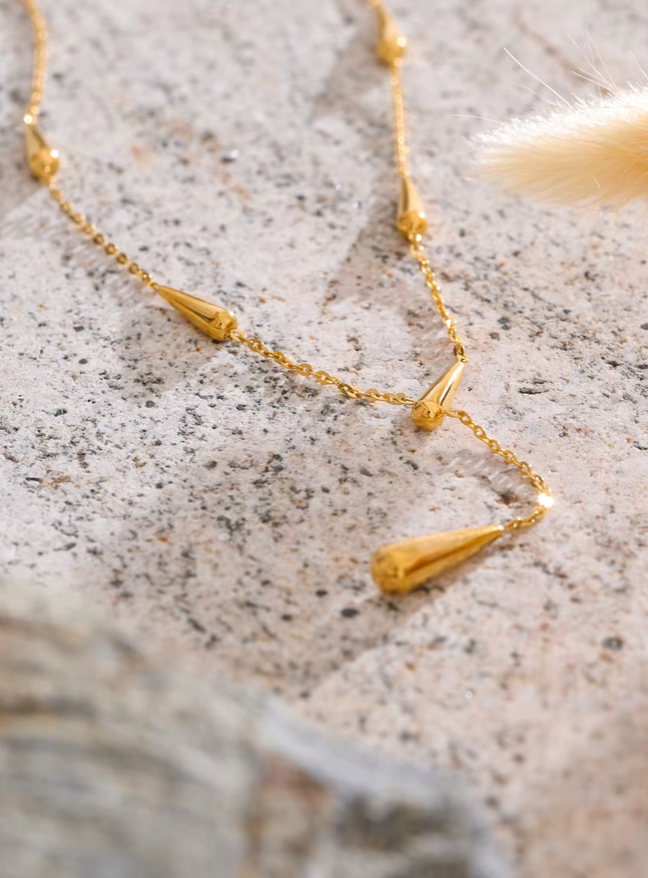 Teardrop 18K Gold Stainless Steel Necklace