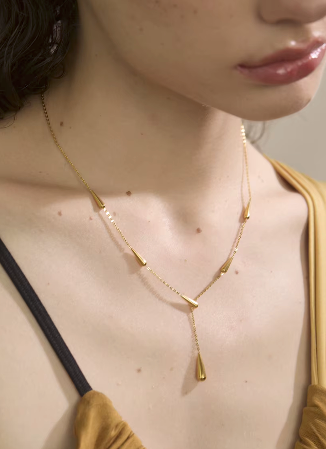 Teardrop 18K Gold Stainless Steel Necklace