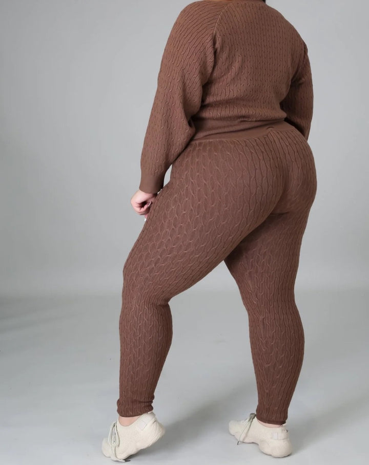 Mocha Knit Sweater Set Plus Size