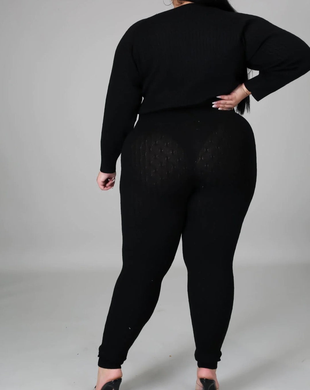 BLACK KNIT SWEATER SET (PLUS SIZE)