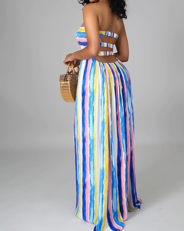 Stripe Tube Midi Dress