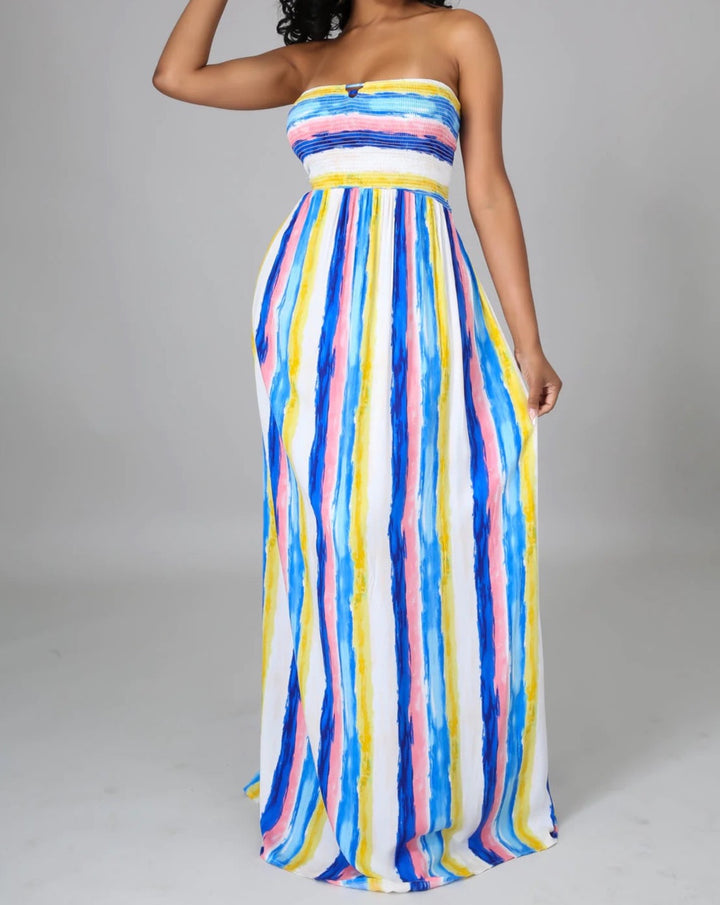 Stripe Tube Midi Dress