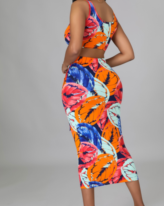 Hibiscus Skirt Set Back
