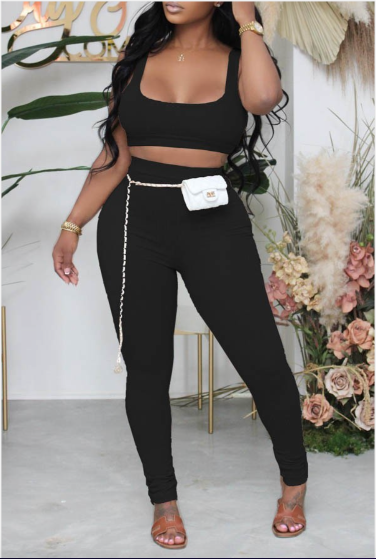 Plus size Crop Top Legging Set