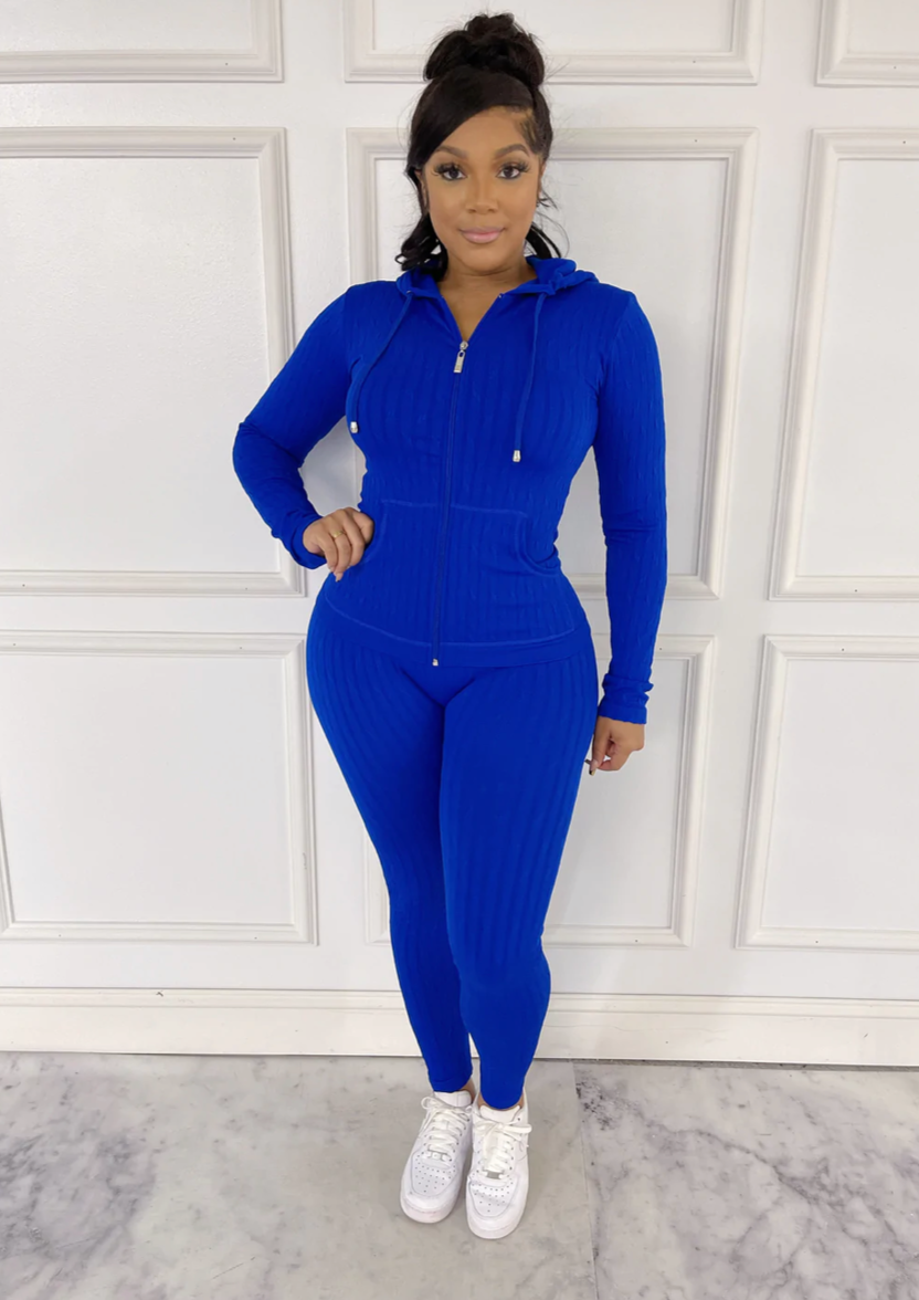 Ribbed Seamless One Size Fit All Hoodie Set