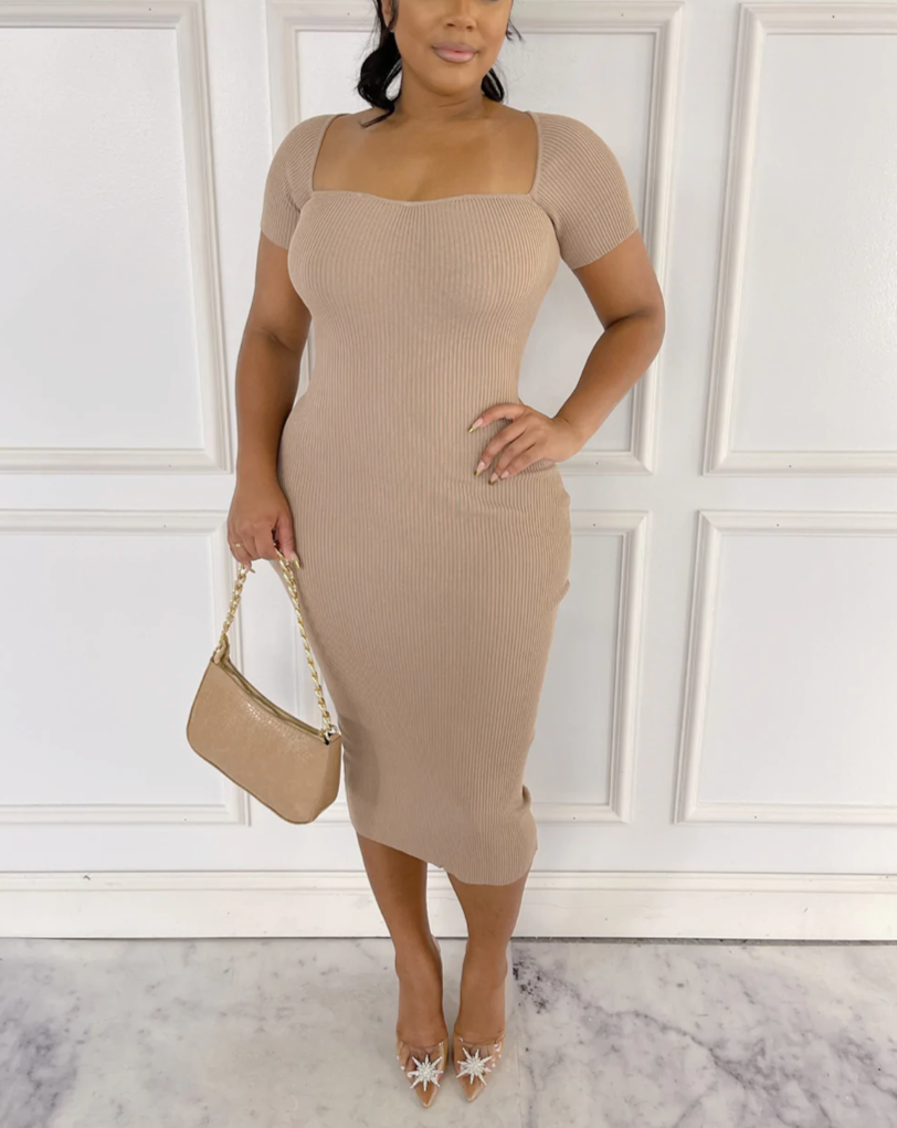 Drais Mocha Ribbed Dress