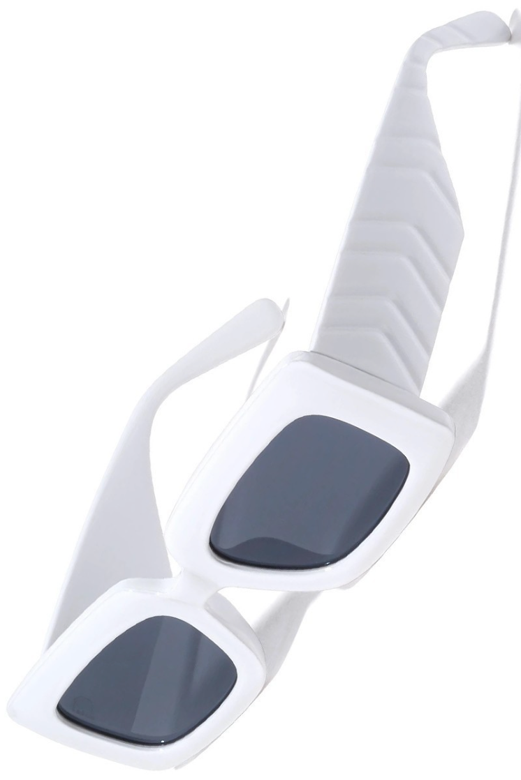 Retro Arrow Pattern Temple Rectangle Sunglasses