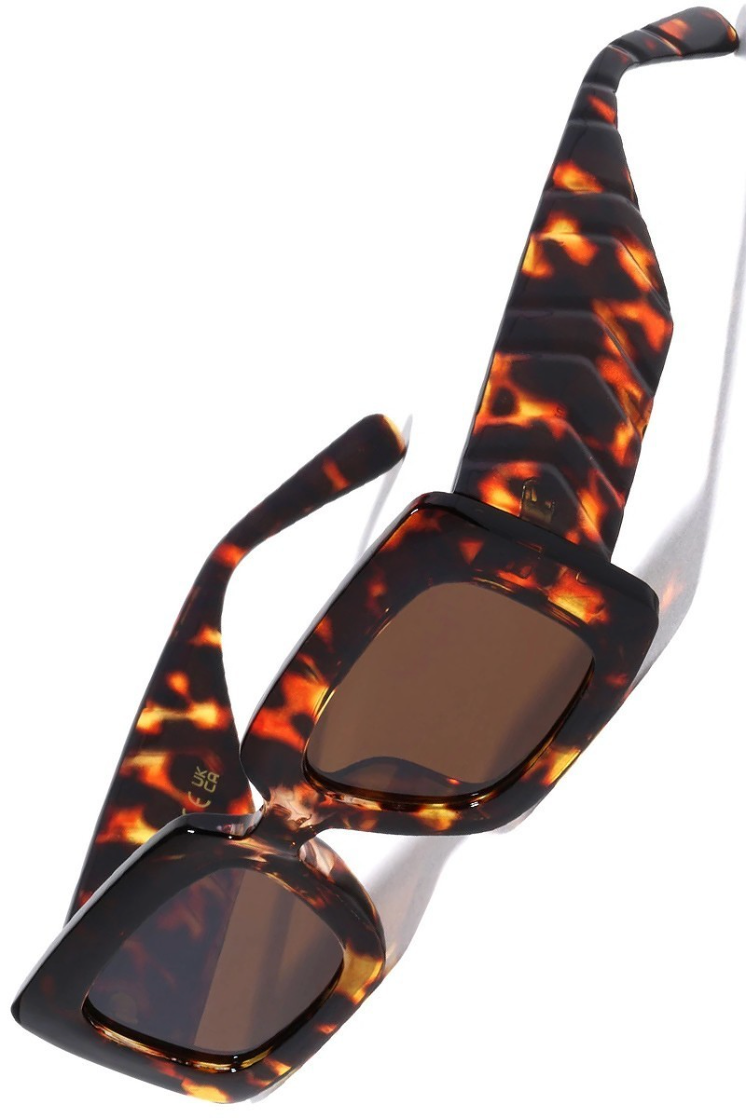Retro Arrow Pattern Temple Rectangle Sunglasses