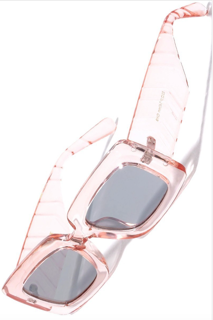 Retro Arrow Pattern Temple Rectangle Sunglasses